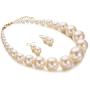 Womens Faux Big Pearl Choker Necklace and Earring Set Fashion Pearl Set