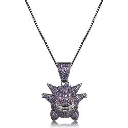 KMASAL Jewelry Unisex Exquisite Bubble Pendant Hip Hop Iced Out Rhinestone Crystal Necklace 18K Gold Plated with 24” Stainless Rope Chain for Men Women