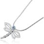 925 Sterling Silver Dragonfly Pendant Necklace with 2mm Created Blue Opal, 18'' + 4'' Extender