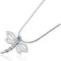 925 Sterling Silver Dragonfly Pendant Necklace with 2mm Created Blue Opal, 18'' + 4'' Extender 925 Sterling Silver Dragonfly Pendant Necklace with 2mm Created Blue Opal, 18'' + 4'' Extender