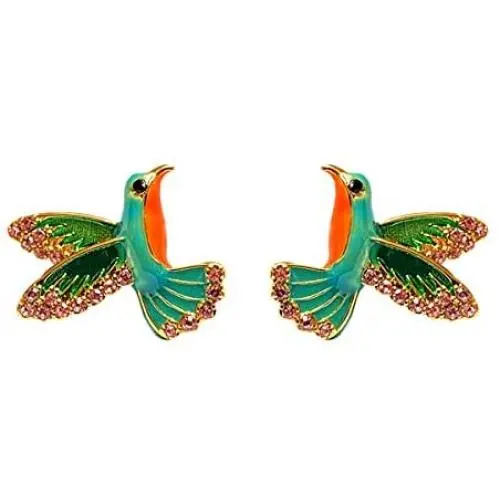 Exquisite Punk Enamelled Hummingbird Bird Crystal Rhinestone Stud Post Earrings For Women Girls Exquisite Punk Enamelled Hummingbird Bird Crystal Rhinestone Stud Post Earrings For Women Girls