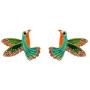 Exquisite Punk Enamelled Hummingbird Bird Crystal Rhinestone Stud Post Earrings For Women Girls