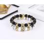 BOMAIL 8mm Crown King Charm Bracelet for Men Women Black Matte Onyx Natural Stone Beads Couple Jewelry