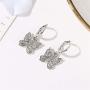 INENIMARTJ Charm Butterfly Hoop Earrings, 14K Gold Silver Crystal Butterfly Drop Dangle Earrings for Women and Girls