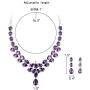 EleQueen Womens Bridal CZ Multi Teardrop Statement Necklaces Dangle Earrings Costume Jewerly Sets