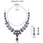 EleQueen Womens Bridal CZ Multi Teardrop Statement Necklaces Dangle Earrings Costume Jewerly Sets