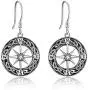 Sterling Silver Compass Earrings Compass dangle Drop Earrings Jewelry for Women