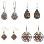 TIANHONGYAN 4 Pairs Bohemian Vintage Dangle Earrings Retro Rhinestone Earrings Boho Hollow Water Drop Dangle Drop Earrings for Women Girls Jewelry Gift