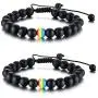 Nanafast 8mm Beaded 2Pcs Couple Rainbow LGBTQ Pride Bracelets for Gay & Lesbian White Turquoise/Lava Rock/Matte Agate LGBT Pride Braided Bracelet Jewelry Gift Adjustable Nanafast 8mm Beaded 2Pcs Couple Rainbow LGBTQ Pride Bracelets for Gay & Lesbian White Turquoise/Lava Rock/Matte Agate LGBT Pride Braided Bracelet Jewelry Gift Adjustable