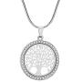 Ouran Tree of Life Pendant Necklace for Women, Rose Gold and Silver Long Chain Necklace with CZ Crystal