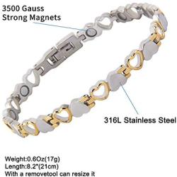 Magnetic Bracelets for Women Titanium Steel Therapy Bracelet Pain Relief for Arthritis 3501 Gauss Magnets Titanium Steel Adjustable Bracelets