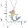 Disney Princess Little Mermaid Jewelry for Women and Girls, Ariel Rainbow Glitter Silver Plated Pendant Necklace, 18” Chain
