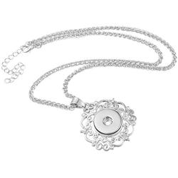 Souarts Silver Tone Color Floral Pendant Necklace Bracelet Fit 5.5mm DIY Snap Button, Snap Charms Snap Jewelry Necklace(Necklace)