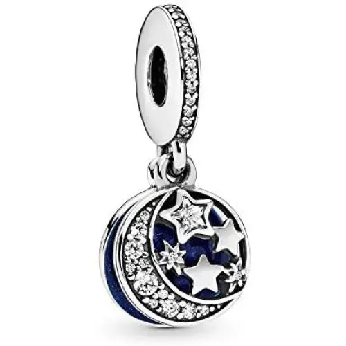 Pandora Jewelry Moon and Night Sky Cubic Zirconia Dangle Charm in Sterling Silver Pandora Jewelry Moon and Night Sky Cubic Zirconia Dangle Charm in Sterling Silver