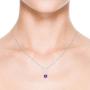 Flat Prong-Set Solitaire Amethyst Triangular Pendant Necklace in Silver (6mm Amethyst)