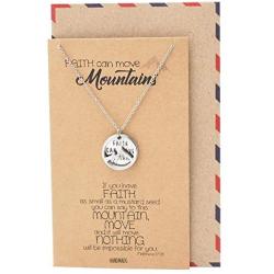 Quan Jewelry Inspirational Gifts for Women Mountain Pendant Faith Necklace, Bible Verse Inspired Charm with Greeting Card