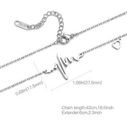 Zillaly 18K Gold Silver Rose Gold Plated Stainless Steel ECG Heartbeat Love ECG Necklace Female Jewelry