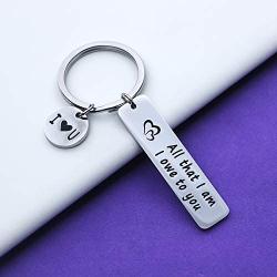 Mom jewelry All That I am I Own to You Mom Keychain Appreciation Keychain Mothers Day Gift Birthday Gift Thank You Gifts for Mom from Daughter Son (own to you KR)