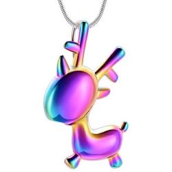 Cute Small Deer Cremation Jewelry for Ashes Stainless Steel Memorial Urn Necklace for Ashes Holder Keepsake Fawn Pendant Necklace for Women