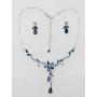 Faship Gorgeous Rhinestone Crystal Floral Necklace Earrings Set