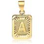 Hermah 26 Gold Plated Square Capital Initial Letter Charm Pendant Necklace for Men Women Box Steel Chain 18-22inch