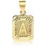 Hermah 26 Gold Plated Square Capital Initial Letter Charm Pendant Necklace for Men Women Box Steel Chain 18-22inch