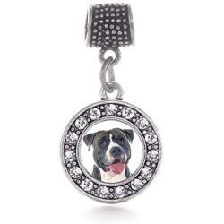 Inspired Silver - Silver Circle Charm for Bracelet with Cubic Zirconia Jewelry