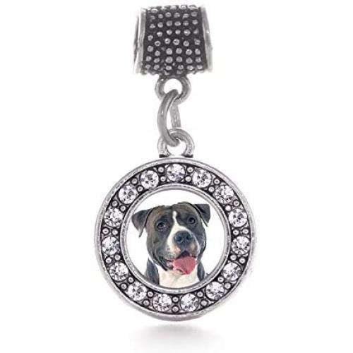 Inspired Silver - Silver Circle Charm for Bracelet with Cubic Zirconia Jewelry