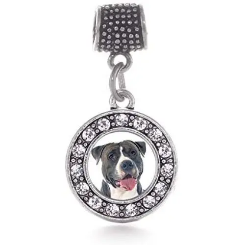 Inspired Silver - Silver Circle Charm for Bracelet with Cubic Zirconia Jewelry