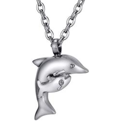 FCZDQ Double Dolphin Starfish Cremation Jewelry Urn Ashes Necklace Memorial Keepsake