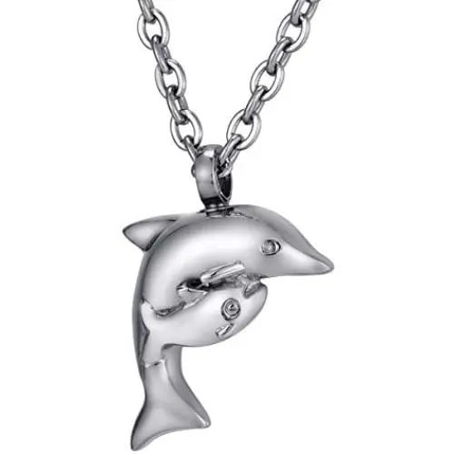 FCZDQ Double Dolphin Starfish Cremation Jewelry Urn Ashes Necklace Memorial Keepsake