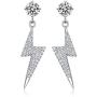 3 Pairs Small Lightning Bolt Dangle Earring Sets-White Gold Plated Round Cubic Zirconia Stud Earrings Hypoallergenic Jewelry for Women