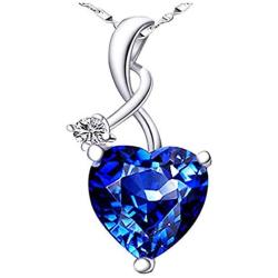 Uloveido Silver Color Crystal Heart Pendant Infinity Necklace Cubic Zirconia Valentines Jewelry for Women Y1070