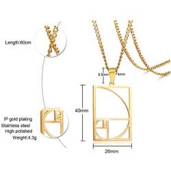 MPRAINBOW Unisex Stainless Steel Gold Plated Fibonacci Sequence Ratio Symbol Pendant Necklace Mathematics Jewelry Gift For Teacher,Son, Daughter,Friends