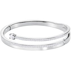 SWAROVSKI Womens Fresh Bangle Bracelet Collection, Rhodium Finish, Clear Crystals
