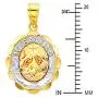 Wellingsale 14K Tri 3 Color Gold Polished Milgrain Religious Baptism''Mi Bautizo'' Charm Pendant