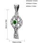 US Jewels Small 925 Sterling Silver Simulated Emerald May Birthstone Celtic Knot Cross Pendant, 23mm