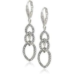 Anne Klein Womens Silver Crystal Drop Earrings, Size: 0
