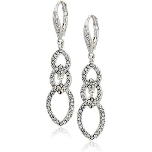 Anne Klein Womens Silver Crystal Drop Earrings, Size: 0