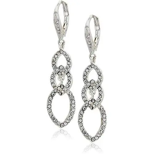 Anne Klein Womens Silver Crystal Drop Earrings, Size: 0