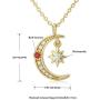 You are My Queen-10K 14K 18K Gold Womens Necklace, Crescent Moon and Star Pendant Necklace, Queen Crown Necklace, Solid Gold Moissanite Wing Necklace Jewelry for Women