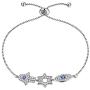 Aurora Tears 925 Sterling Silver Hamsa Jewelry Women Hand of Fatima with Evil Eye Pendant/Earring/Bracelet Hamsa Hand/David Star Lucky Crystal Protection Amulet Jewellery