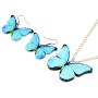 DUOWEI Acrylic Morpho Butterfly Earrings and Chain Necklace Monarch Butterfly Jewelry Sets Charms Insect Dangle Drop Pendant Ornament Gifts for Women Girls Teens
