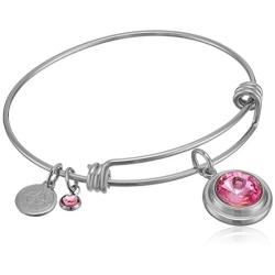 Alex and Ani Halos & Glories, October Crystal Shiny Silver Bangle Bracelet
