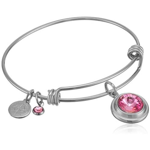 Alex and Ani Halos & Glories, October Crystal Shiny Silver Bangle Bracelet