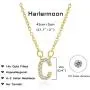 Harlermoon Cubic Zirconia Initial Necklace 14K Gold Plated A-Z Letter Necklace Tiny Monogram Name Jewelry for Women Girls