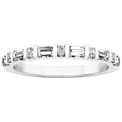 Dazzlingrock Collection 0.33 Carat (ctw) 14K Gold Round & Baguette Diamond Ladies Anniversary Wedding Band 1/3 CT