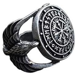 SanLan Vegvisir Ring Triskele Ring Norse Viking Ring Magic Compass Viking Jewel Iceland Runic Compass Futhark Runes Stave Nordic Jewelry