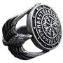 SanLan Vegvisir Ring Triskele Ring Norse Viking Ring Magic Compass Viking Jewel Iceland Runic Compass Futhark Runes Stave Nordic Jewelry