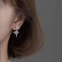 CZ Light Star Drop Dangle Earings for Women Teen Girls Sterling Silver Cubic Zirconia Hypoallergenic Nickel Free Crystal Hollow Stars Dangling Stud Dainty Jewelry for Valentine Anniversary Gift